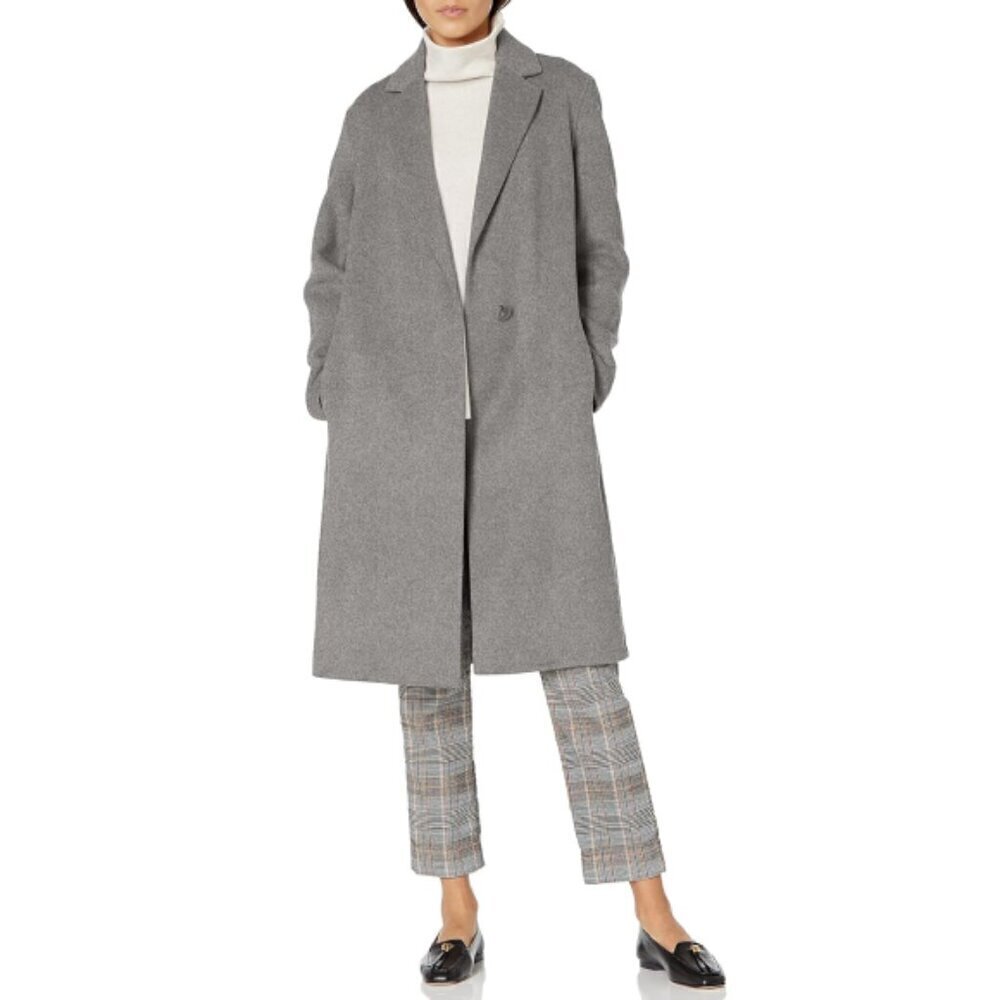 Vince Wool-Blend Classic Coat, Medium Heather Grey